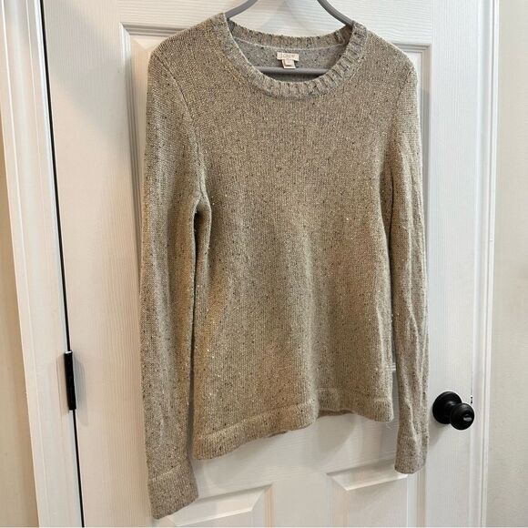 J.Crew Lurex classic crewneck shimmer classic sweater- Gold/ Heather Grey size S - Picture 3 of 7